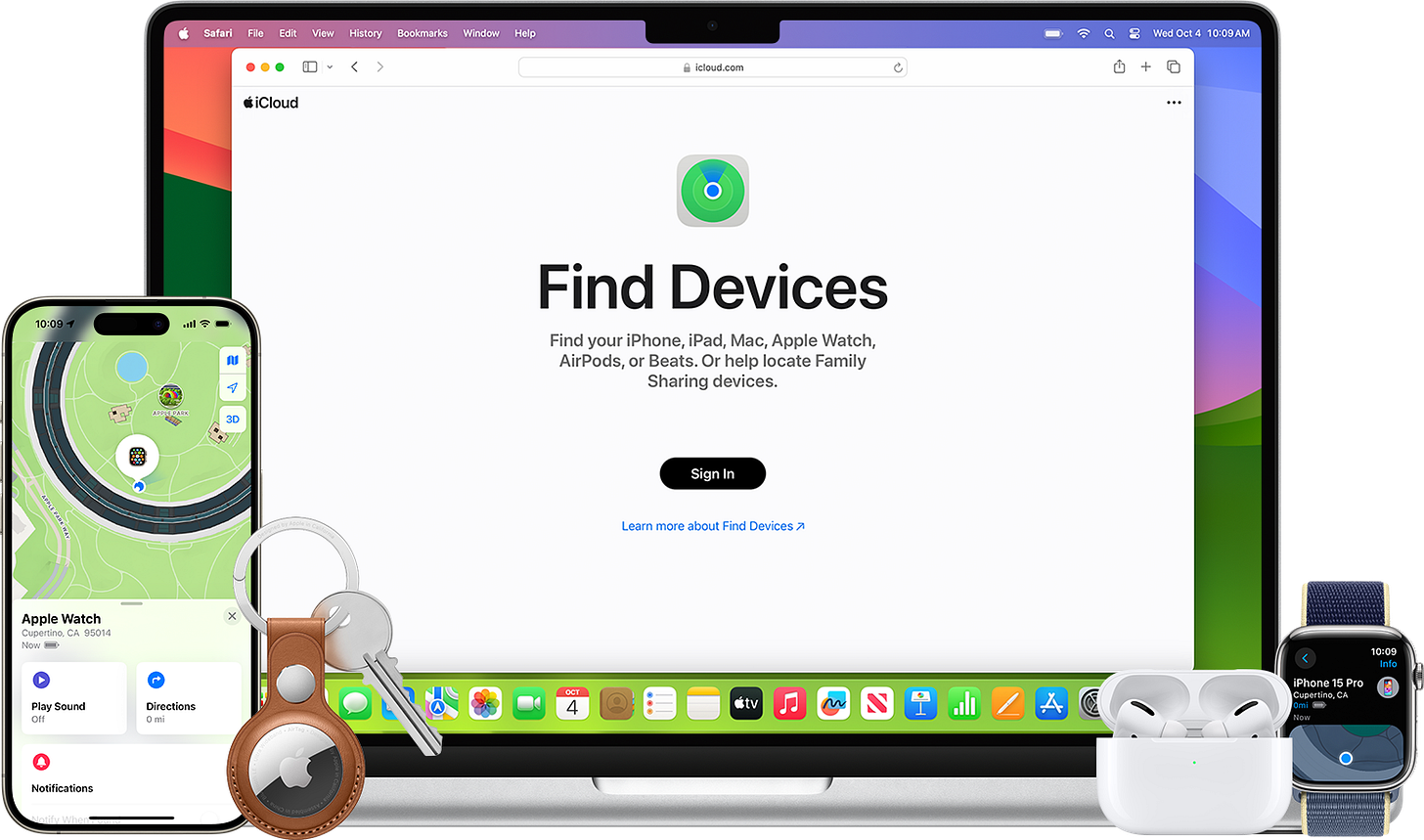 Find an AirTag, an iPhone, or other Apple devices in Find My or on the web.