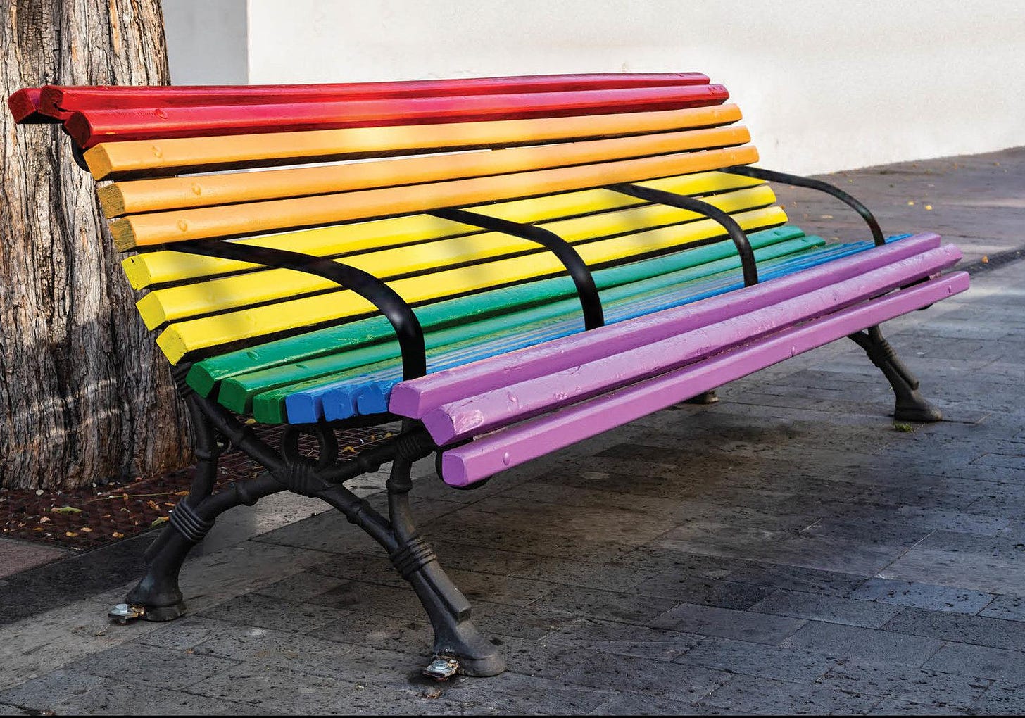 This Pride rainbow anti-homeless bench. : r/pics