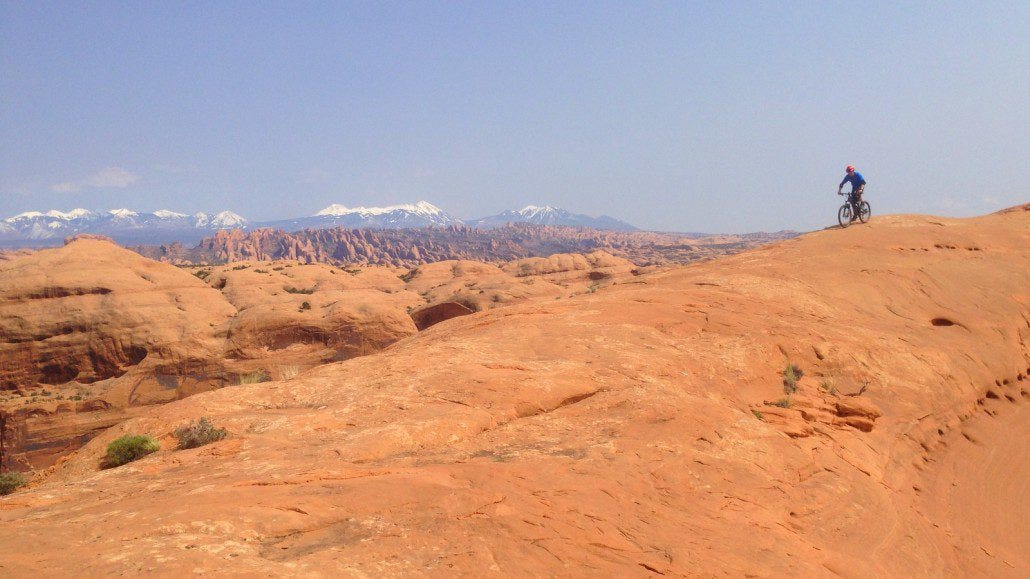 My buddy John B. riding a ridge on Amasa Back in Moab.