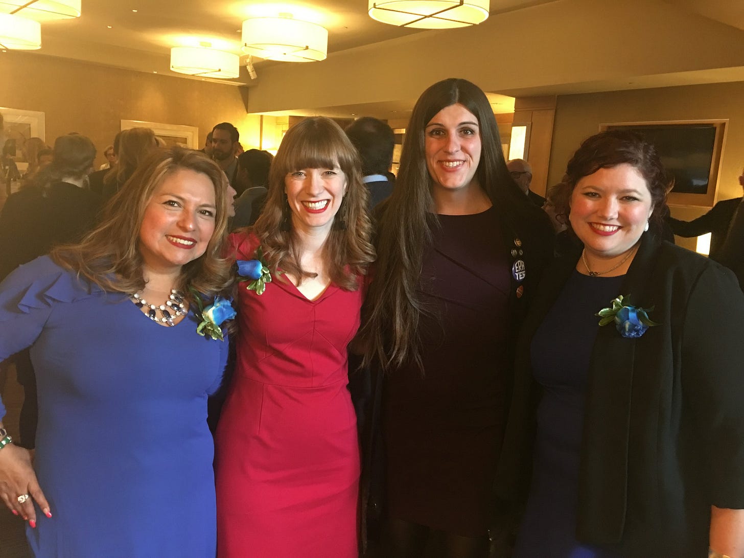 Delegate Elizabeth Guzman, Sarah, Delegate Danica Roem, and Beth