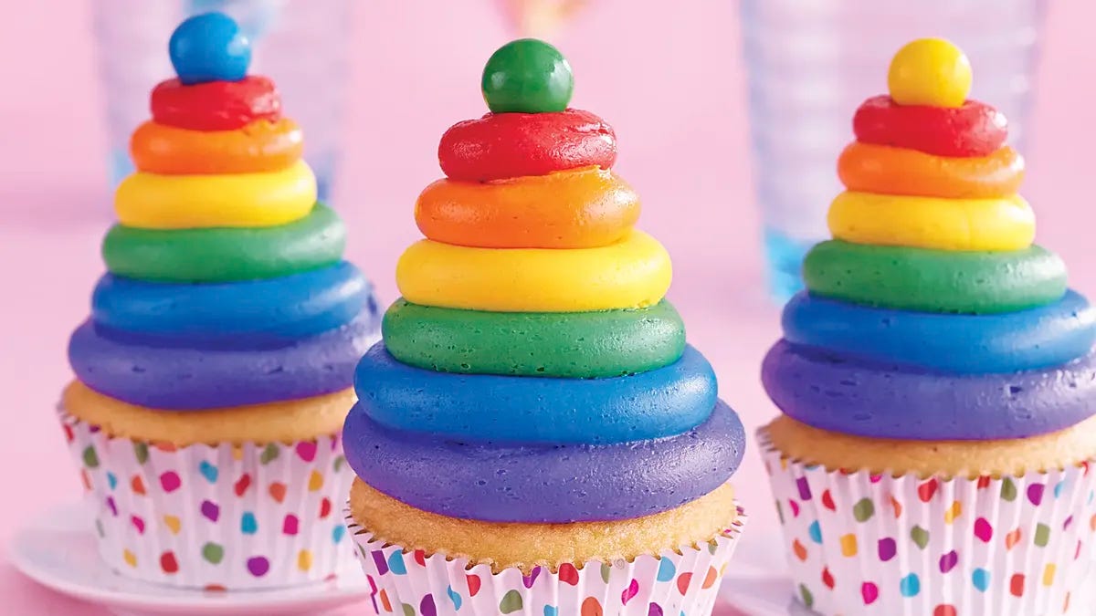 Rainbow Cupcakes Recipe - BettyCrocker.com
