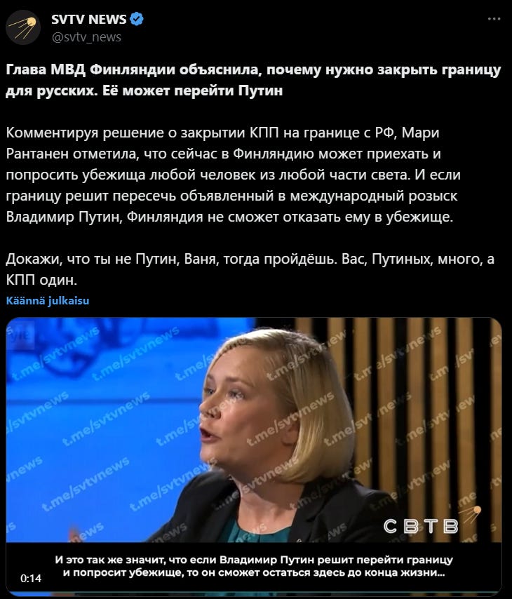 Lyhyen irti kontekstista otetun videon CBTB-kanavalta jakoi X:ään ensin venäläinen SVTV NEWS, jonka Manner uudelleen jakoi omalla aikajanallaan.