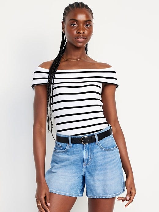 Image number 1 showing, Off-the-Shoulder Ribbed Top