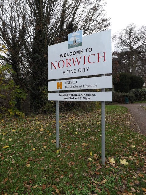 Welcome to Norwich sign