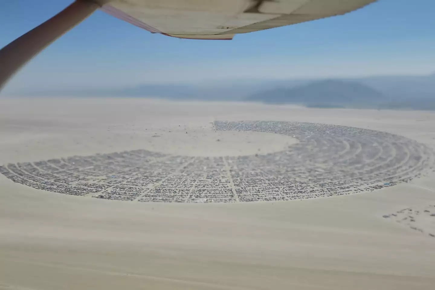 Overhead view of Black Rock City during Burning Man