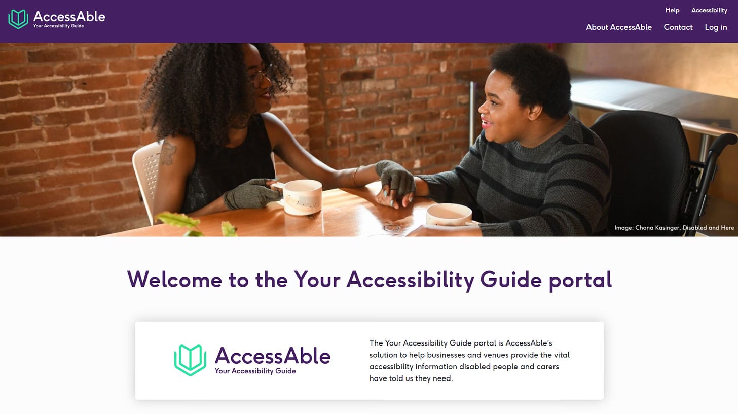 A screenshot of the new accessabillity portal website, with the welcome banner: 'Welcome to the Your Accessibility Guide portal' 