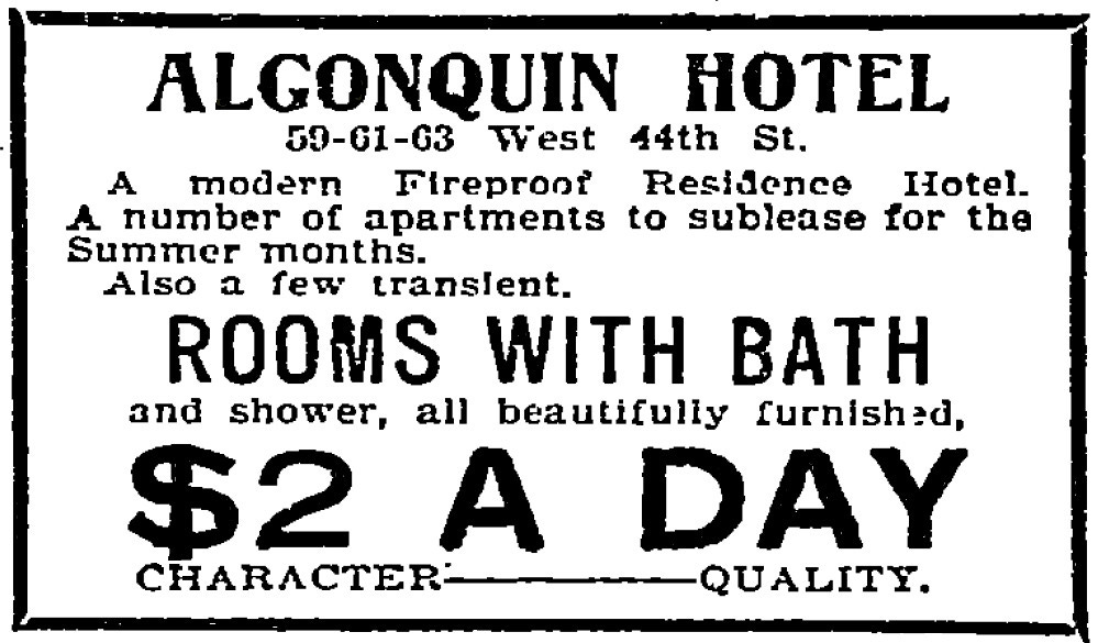 1903 Algonquin Hotel Ad | The Algonquin Hotel opened Nov. 22… | Flickr