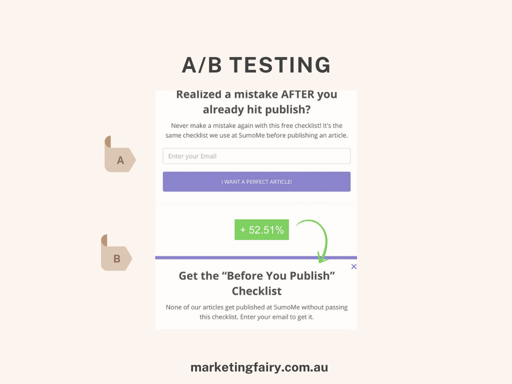 Image showing AB testing of headlines on Sumo website