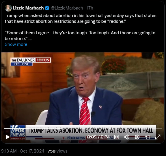 Trump discourages "tough" anti-abortion laws