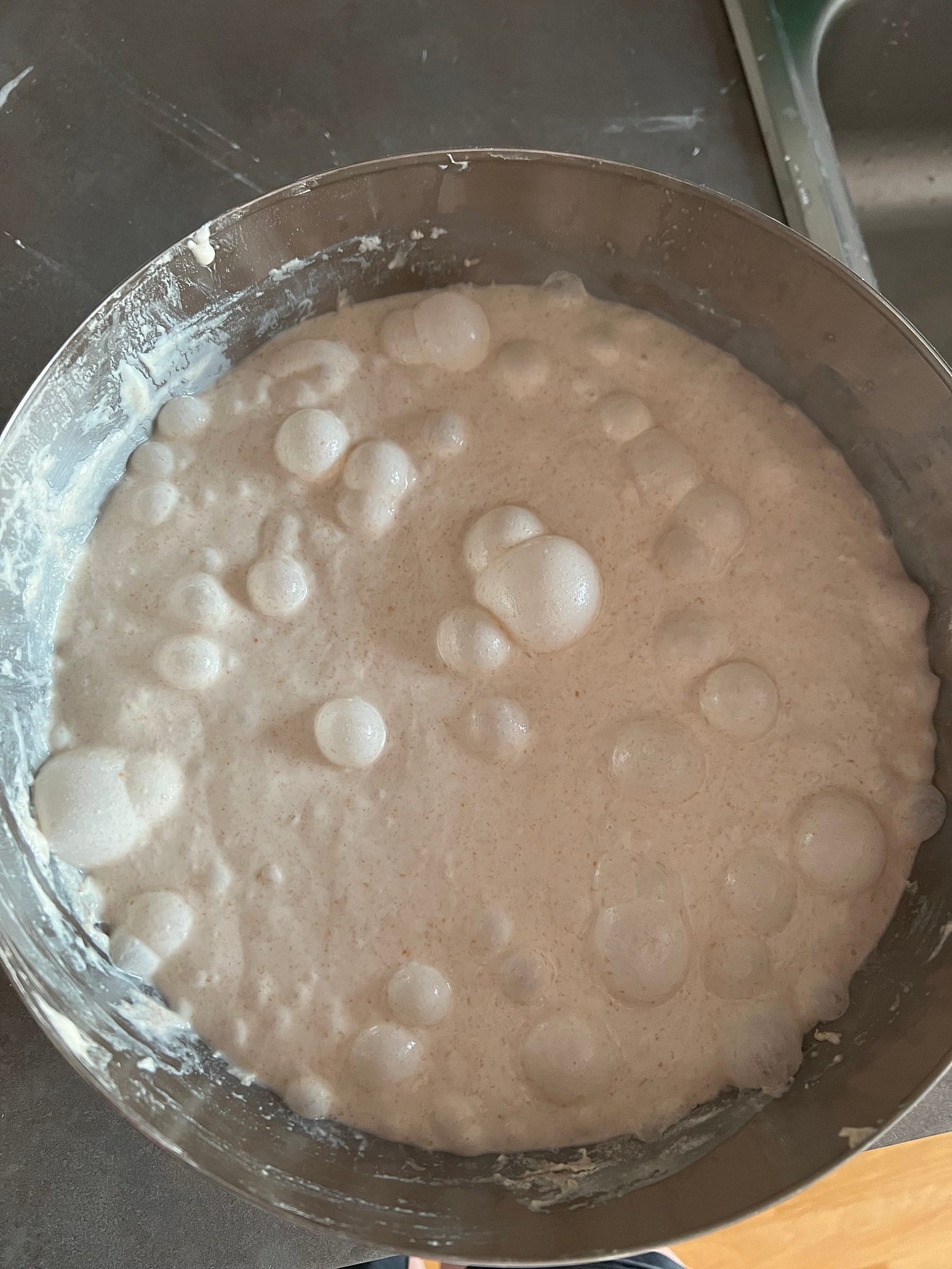 image of fermenting dough bubbling