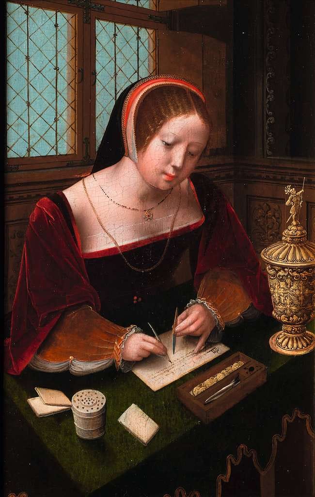 Master of the Female Half-Length - Lady writing at a desk