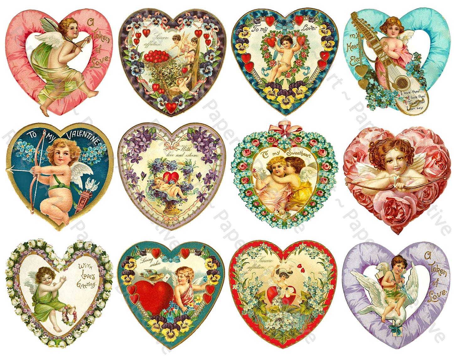 Vintage Valentine's Day Hearts, CUT & PEEL Sticker Sheet, Victorian Ro –  Rare Paper Detective