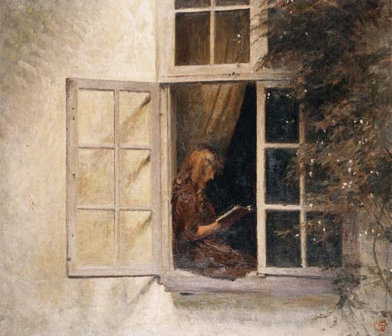 Girl Reading at the Window | Peter Ilsted | Oil Painting