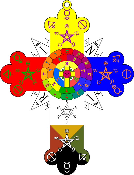 A symbol of the Hermetic Order of the Golden Dawn: A cross.