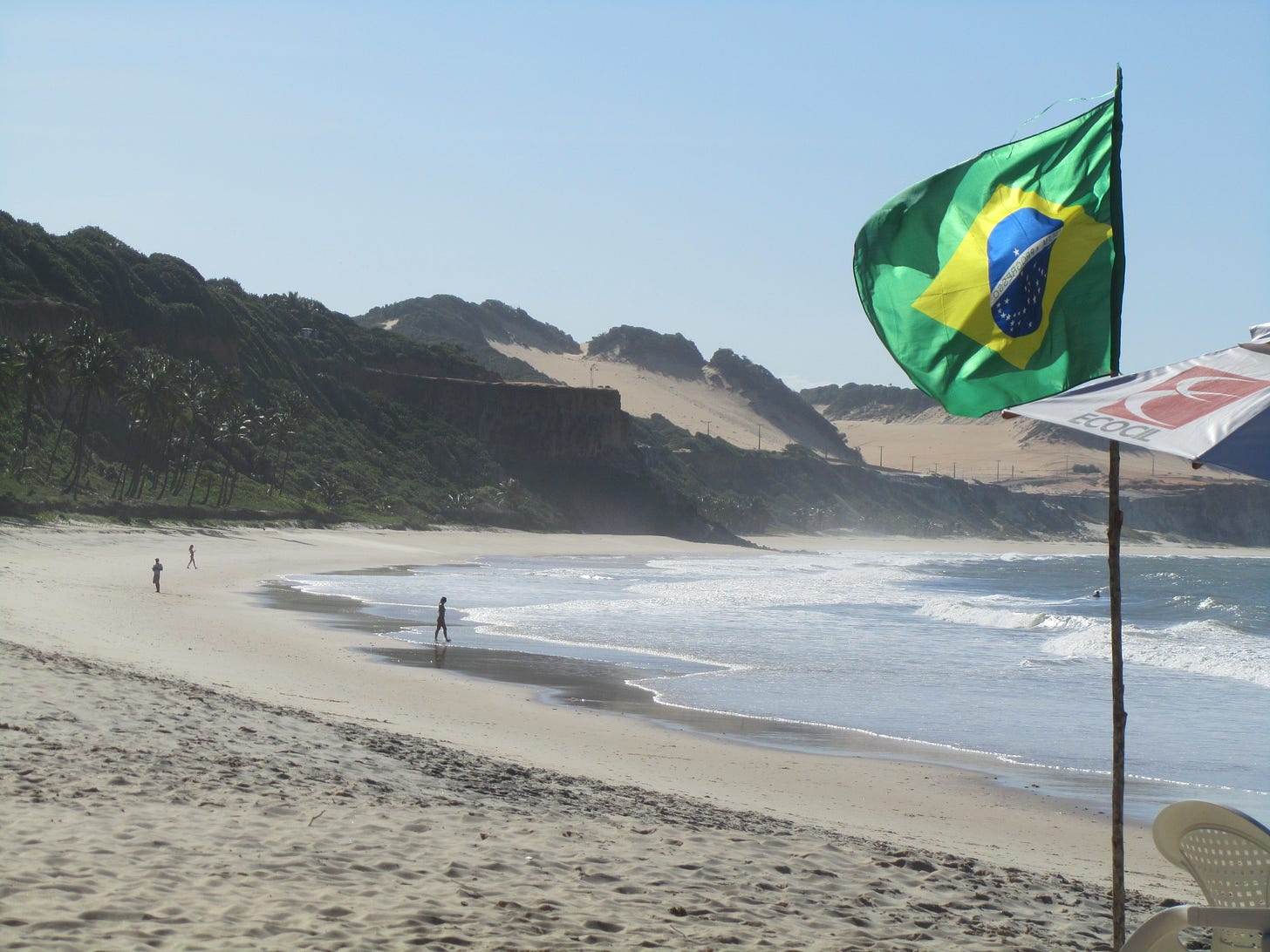 30 June 2014: Maybe this is more likely what Cabral saw. Amazing Praia da Pipa (Pipa Beach), south of Natal, on the Brazilian coast. 