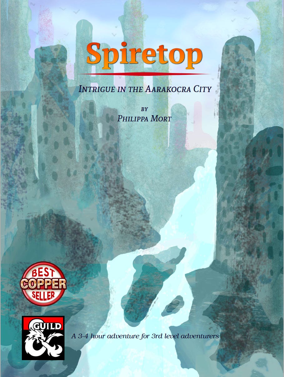 cover of Spiretop. The cover illustration shows a glacial with tall rocky towers surrounded by flying birds.