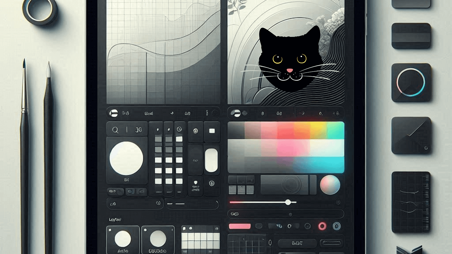 Image of graphic design app and a cat face