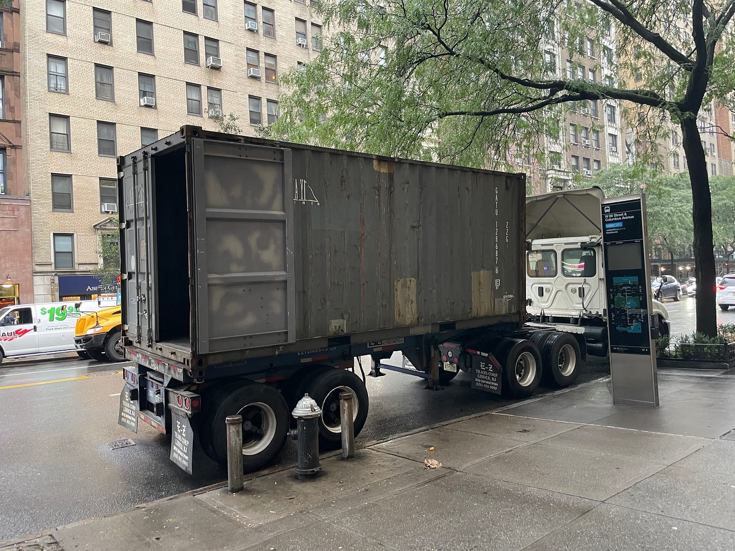 An empty moving truck.