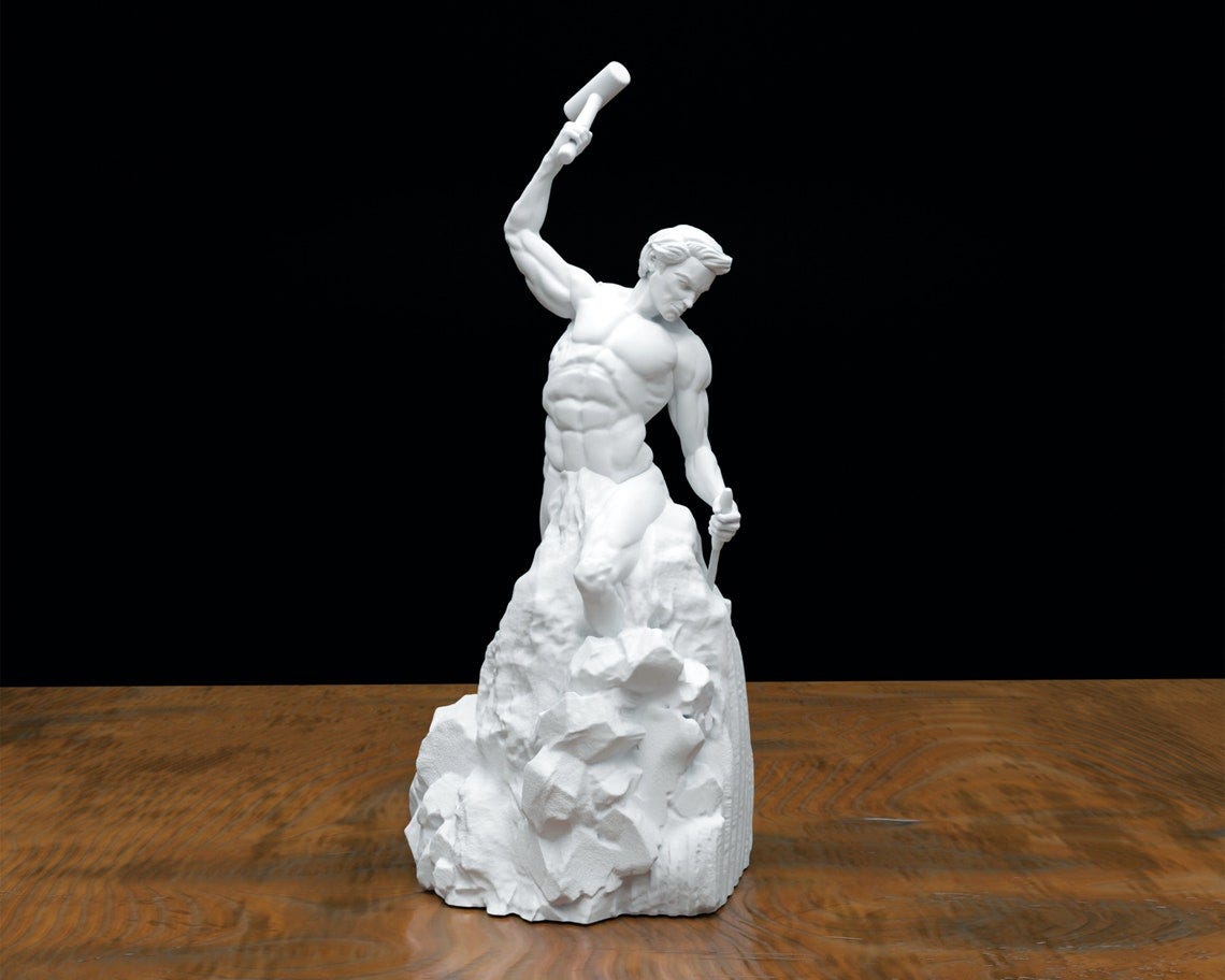 Ancient Self Made Man Sculpture 3D Printed Statue,Garden Sculpture,Desk Shelf Size Option image 1