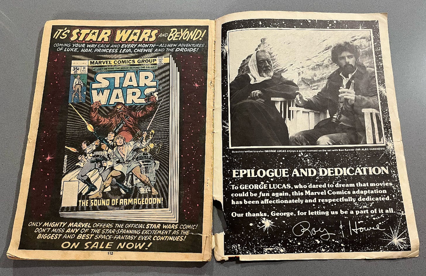 Photo of the last page and the inside back cover of my copy of Marvel Special Edition Featuring Star Wars issue no. 3