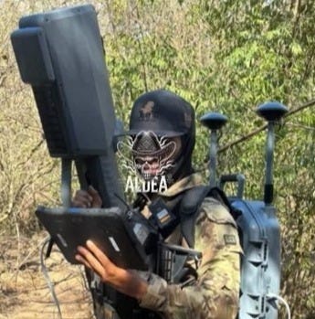 This Sinaloa Cartel soldier was photographed using a Chinese-made Drone-Jamming system near Mazatlan, Mexico in 2025. This Sinaloa Cartel soldier was photographed using a Chinese-made Drone-Jamming system near Mazatlan, Mexico in 2025.