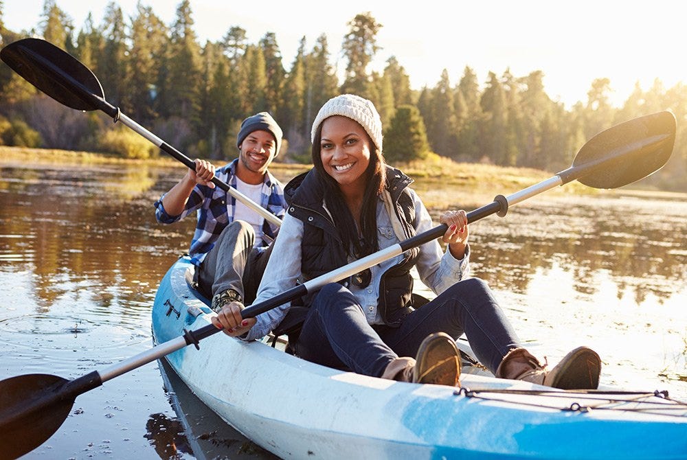 Couple kayaking