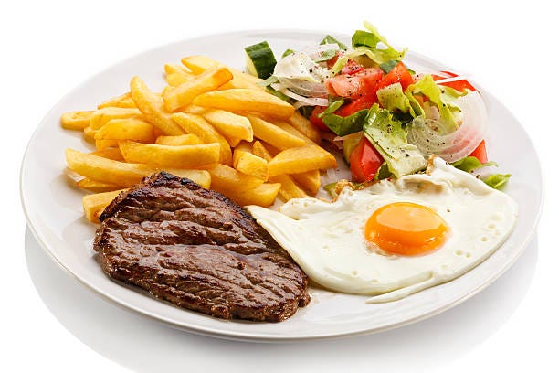 220+ Grilled Steaks French Fries Fried Egg Stock Photos ...