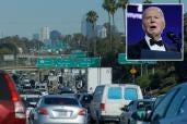 President Biden, cars on Los Angeles freeway