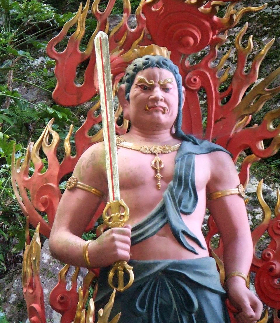 Photograph of a statue of the fierce Buddhist deity Acala