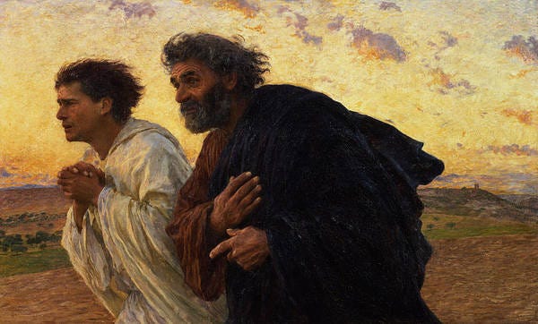 The Disciples Peter and John Running to the Sepulchre on the Morning of the  Resurrection Art Print by Eugene Burnand - Fine Art America