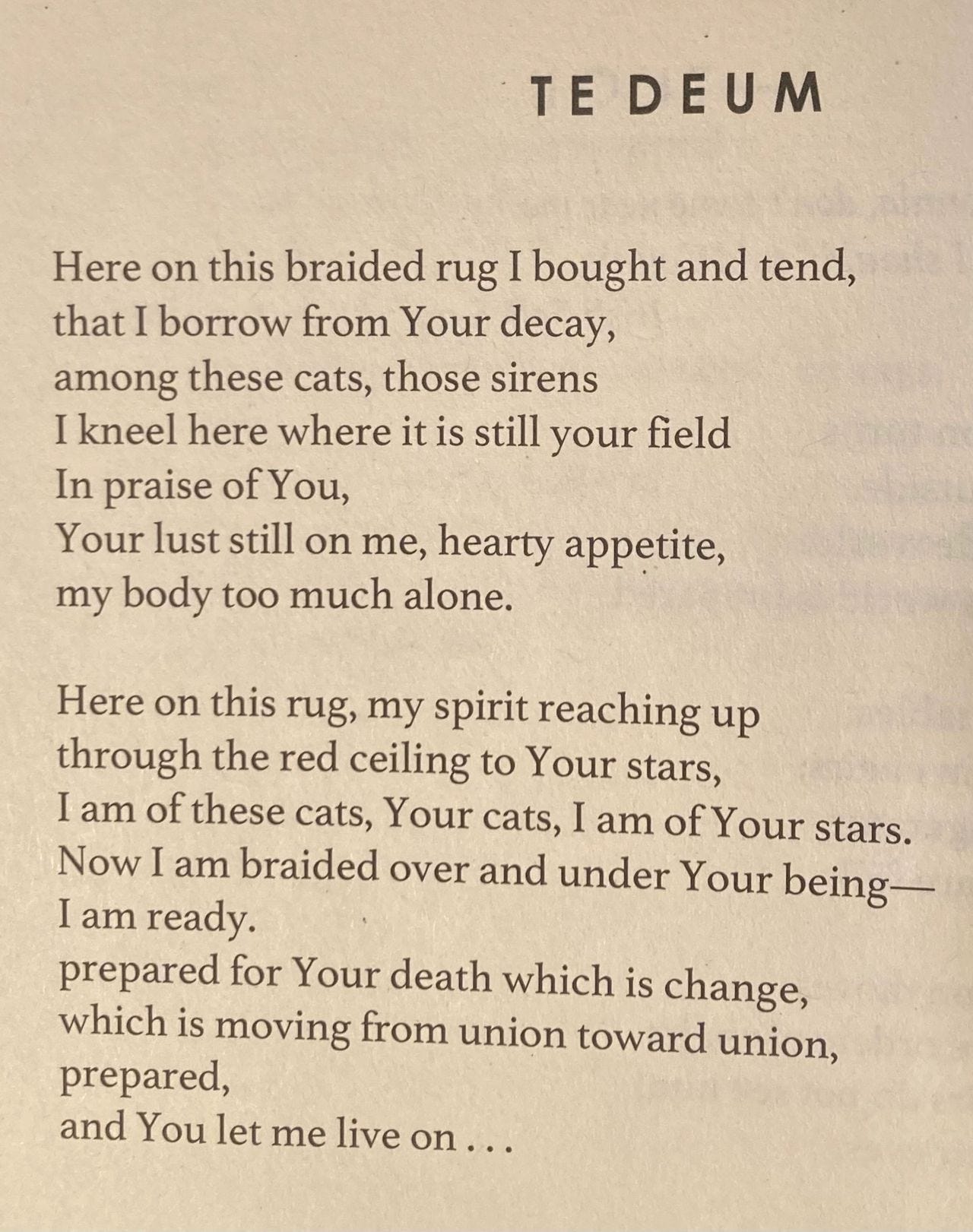 The poem "TE DEUM" by Laura Ulewicz