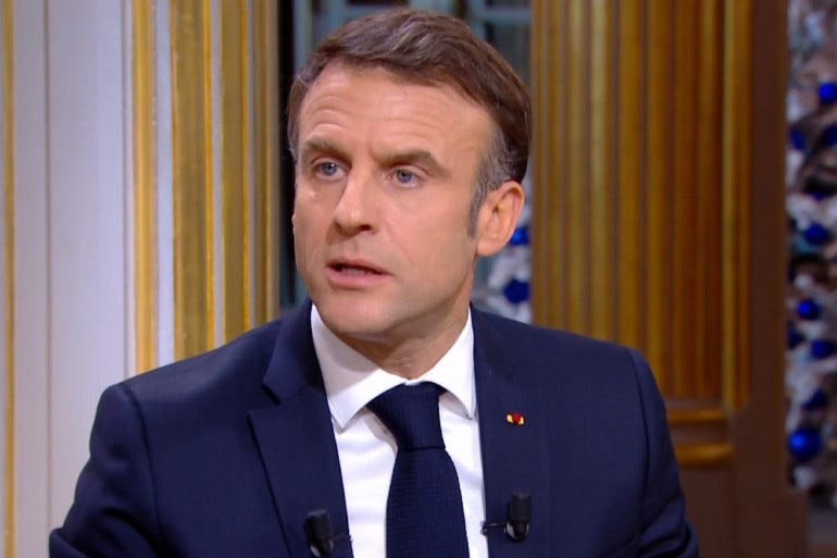 Emmanuel Macron, lors de son interview sur France 5 le 20 décembre 2023.