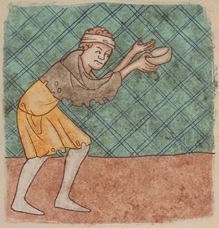This may contain: a drawing of a man holding a shoe in his right hand