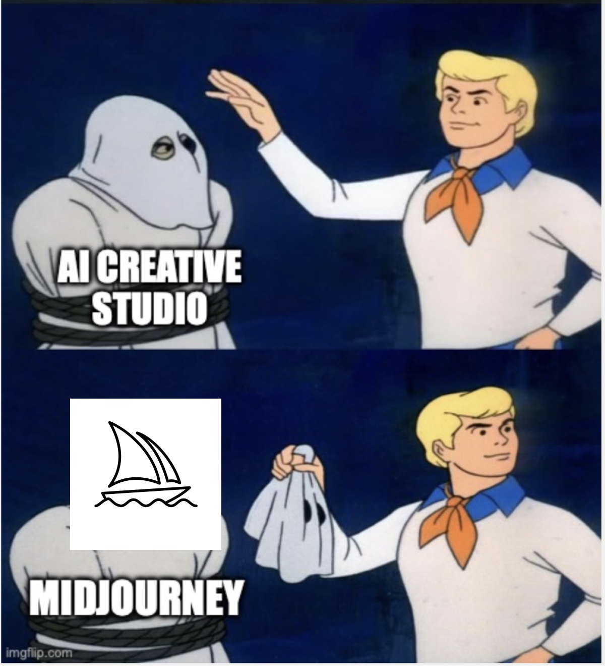 Meme about AI creative studio and wrapper apps