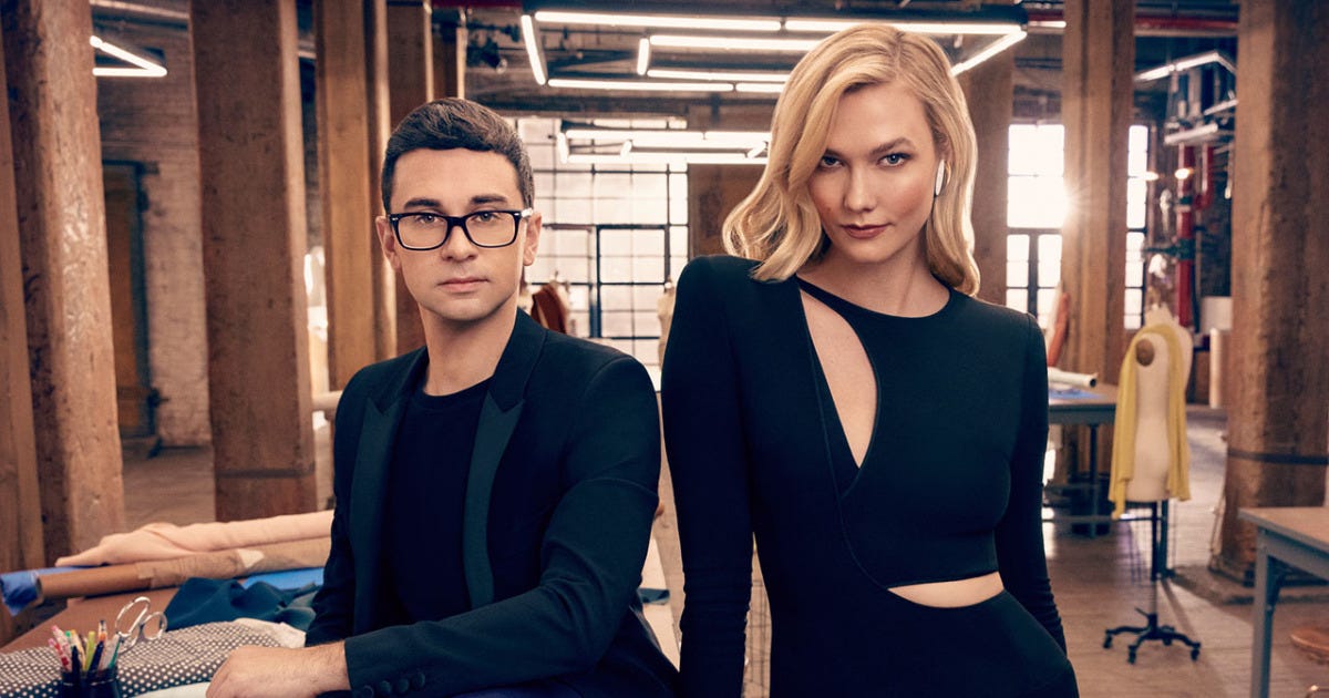 Karlie Kloss with Christian Siriano on Project Runway Bravo return.