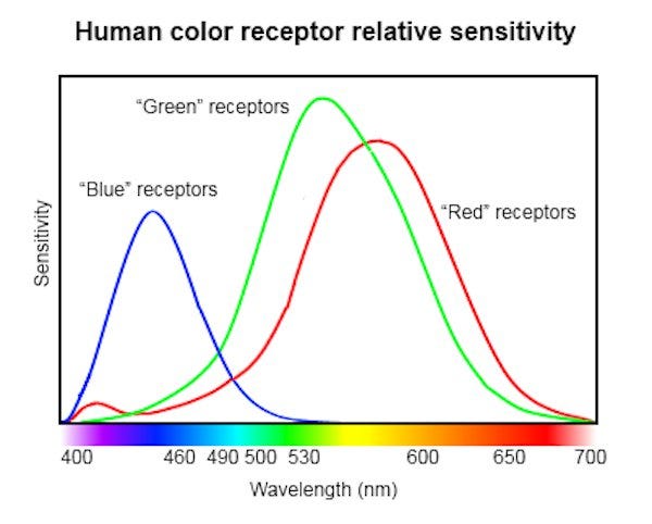 VIOLET is a mixture of blue in excess and red, then how the end of visible light  spectrum is violet instead it should be DARK BLUE, as red wavelength is  associated with