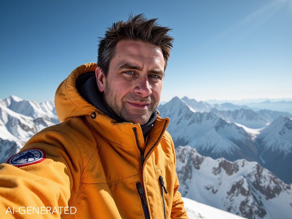 AI-generated image of Dan Taylor-Watt atop Mount Everest