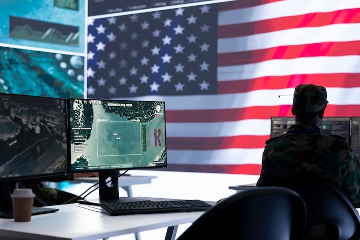 American military personnel ensuring servers protection and classified information