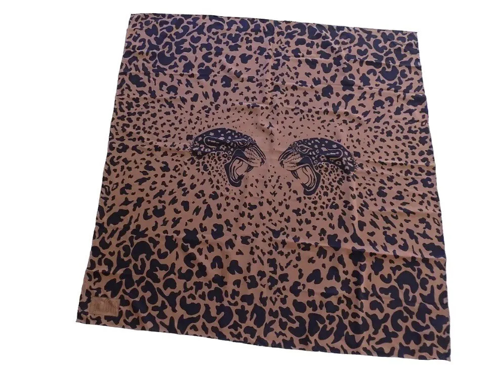 Julie Francis brown leopard print scarf shawl wrap 44" square - Picture 1 of 5