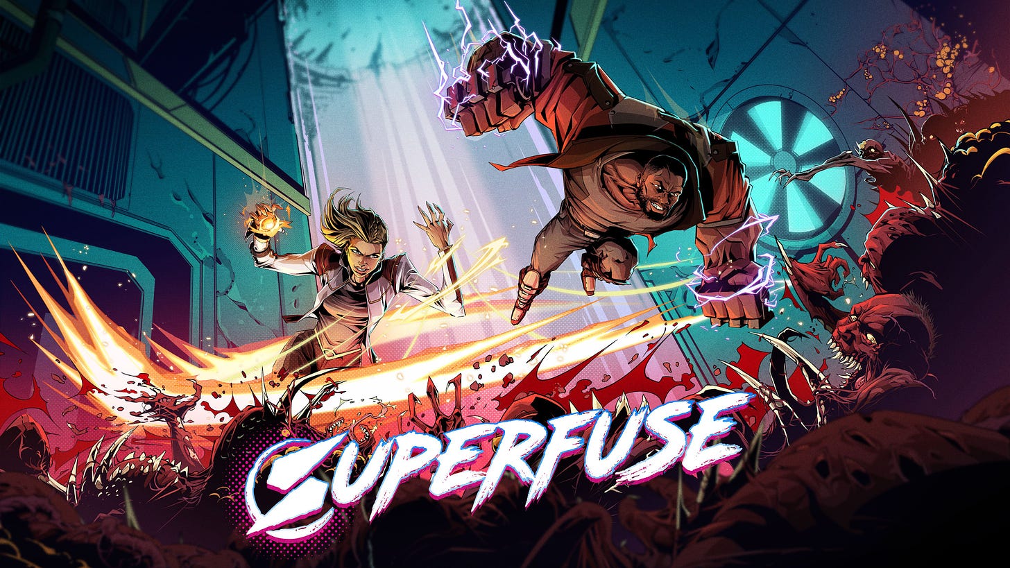 Superfuse characters jump into action against a threatening horde of zombie-like monstrosities.