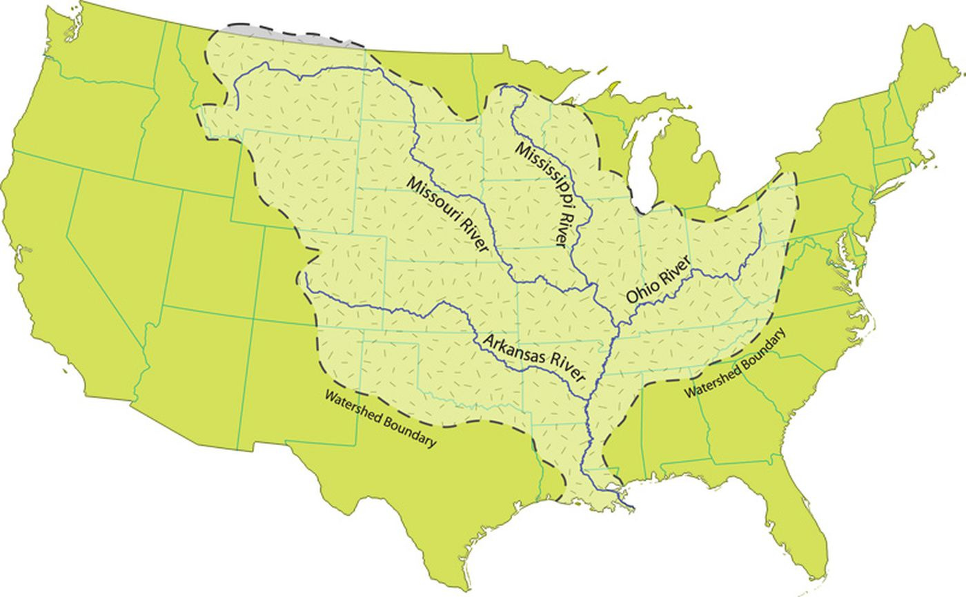 A map of the Mississippi River System