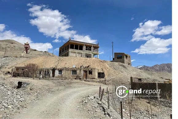 Residents of Phyang village navigate the parched route amidst a water crisis