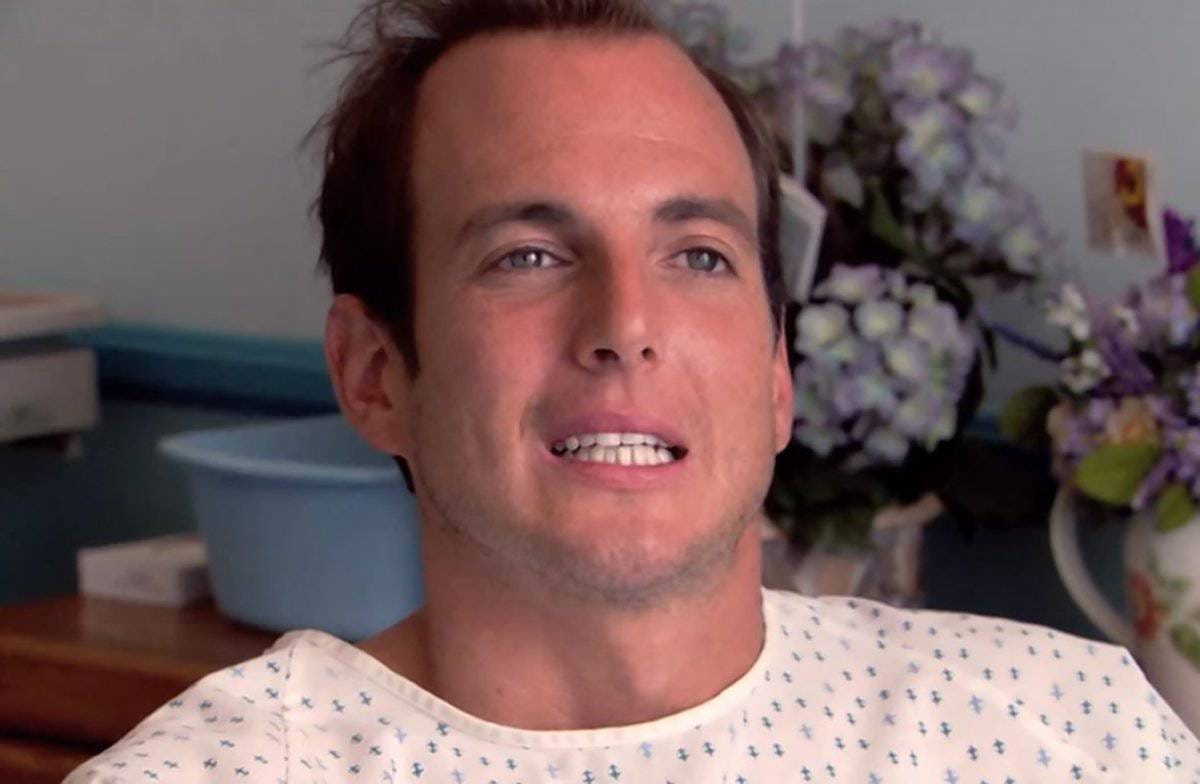 Will Arnett in close up as G.O.B. in Arrested Development. Sitting in a wheelchair in a hospital room, looking into the middle distance as he realizes he has made a huge mistake.