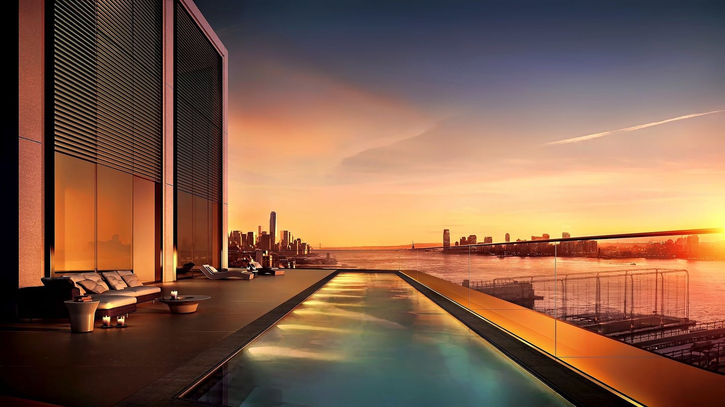 Desktop Wallpaper Sunset, New York, City, Swimming Pool, 4k, Hd Image,  Picture, Background, C626c2