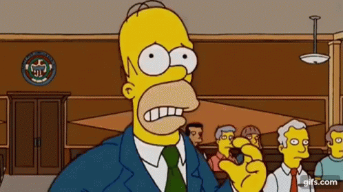 Animated GIF of Homer Simpson nervously tugging his collar in a courtroom