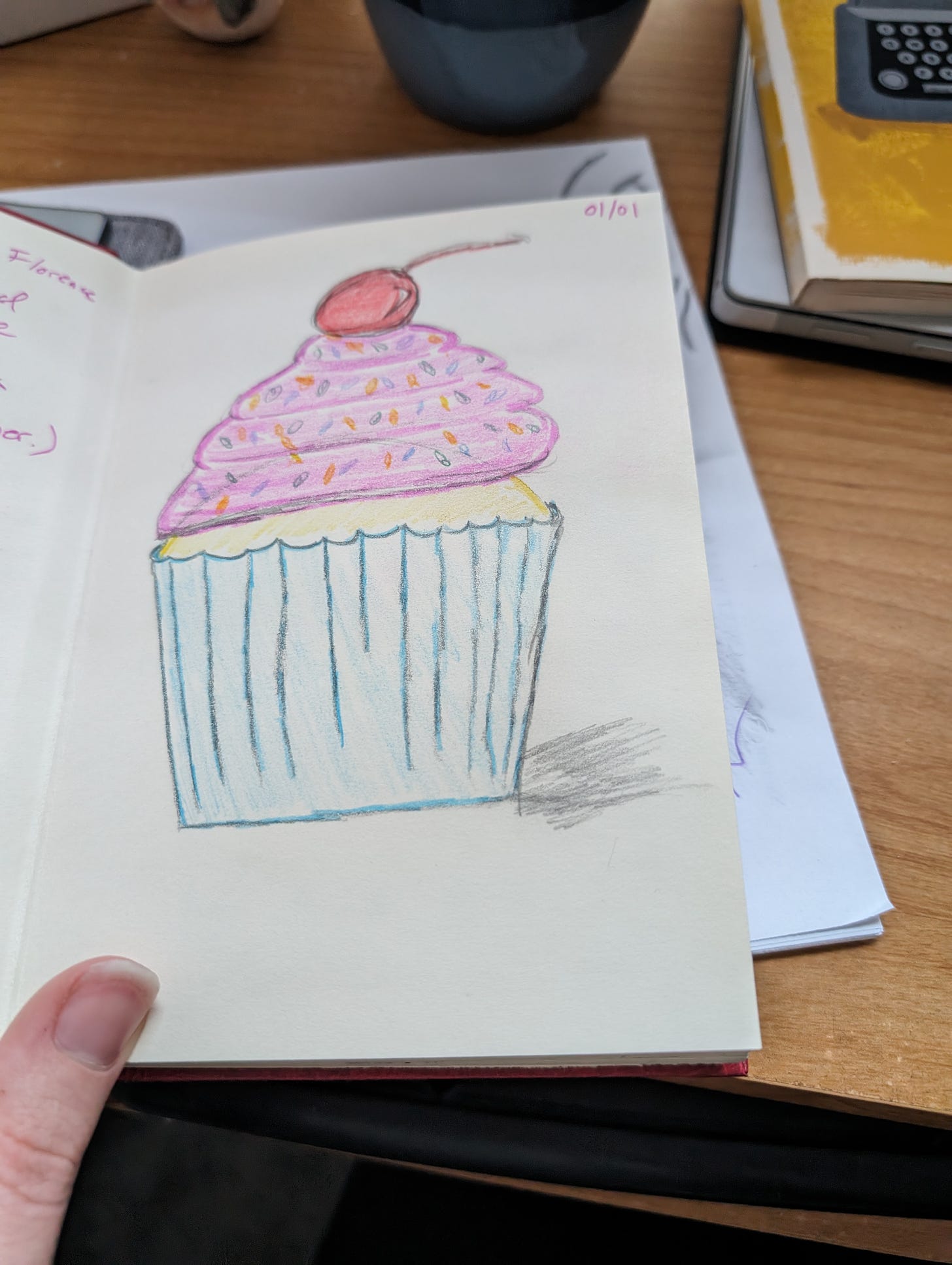 Cartoon drawing of a cupcake
