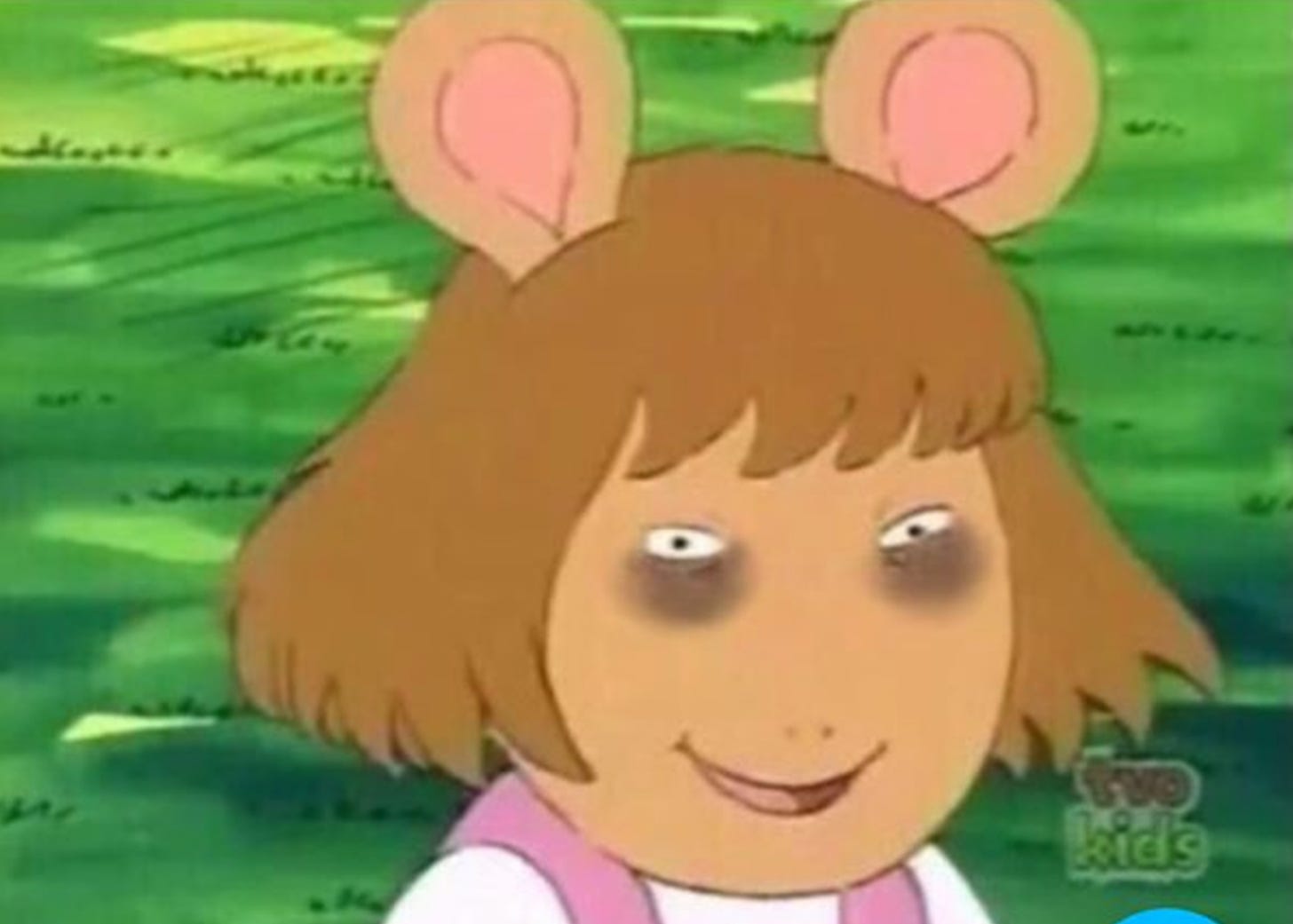 dw (from the children's tv show arthur) with dark circles under her eyes
