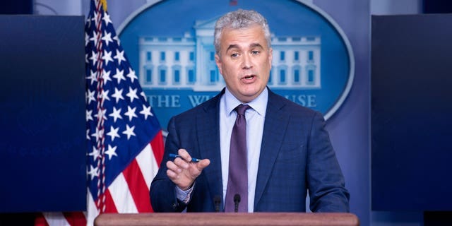 Jeff Zients, the then White House Covid-19 response czar, speaks during a press briefing at the White House where he spoke about a pause in issuing the Johnson &amp; Johnson Janssen Covid-19 vaccine on April 13, 2021, in Washington, DC.
