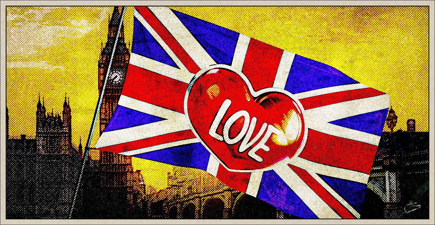 Union Jack with valentine heart