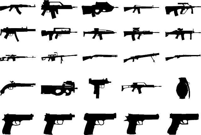 Silhouettes of multiple weapons.